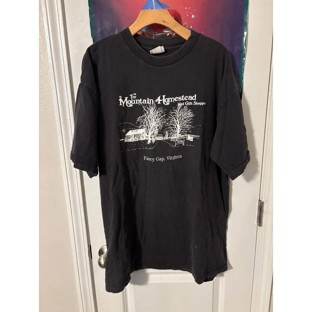 Vintage Surfer Tee Mountain Homestead Fancy Gap Virginia T-Shirt Black XXL USA